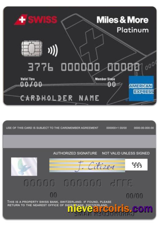 Switzerland SWISS bank Miles & More platinum american express card